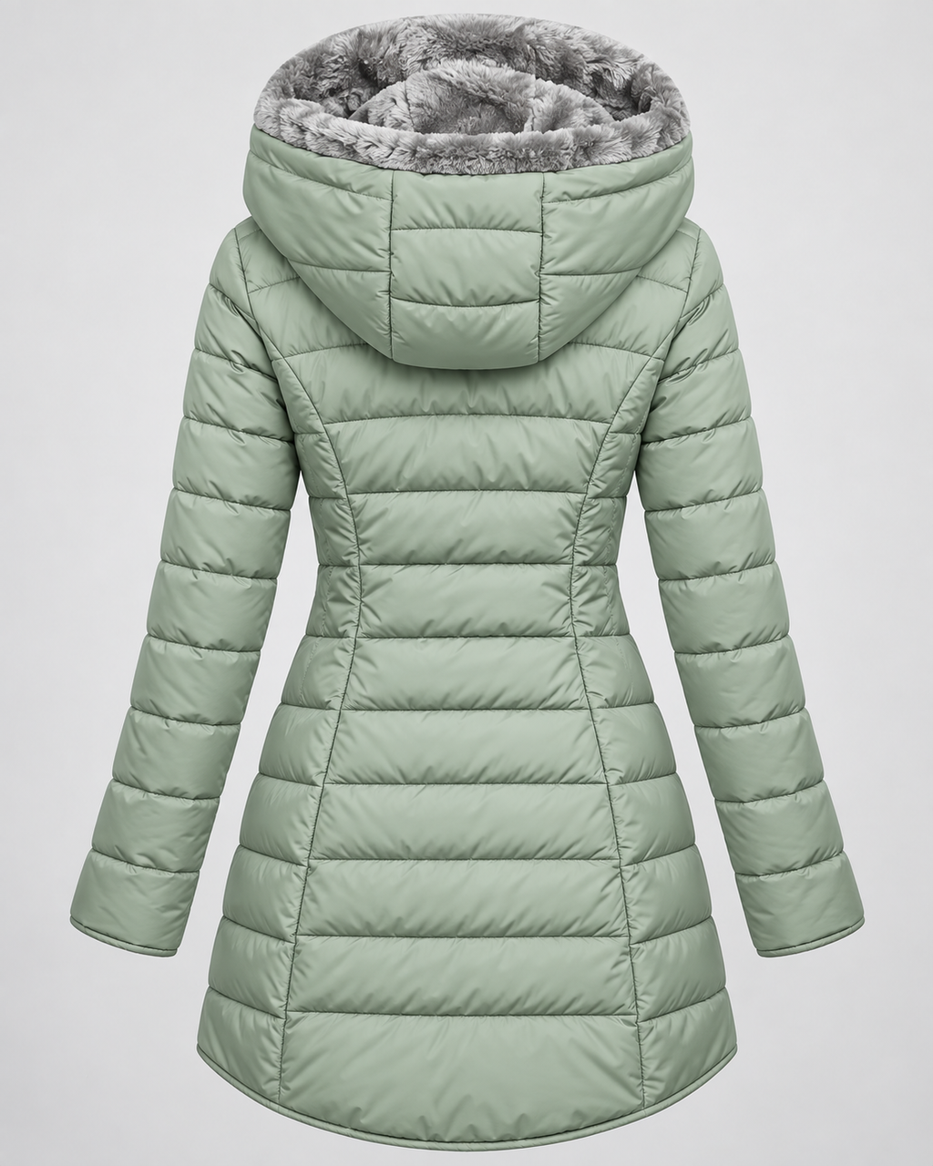 Women's Fleece Lined Hooded Puffer Coat with Mid Length