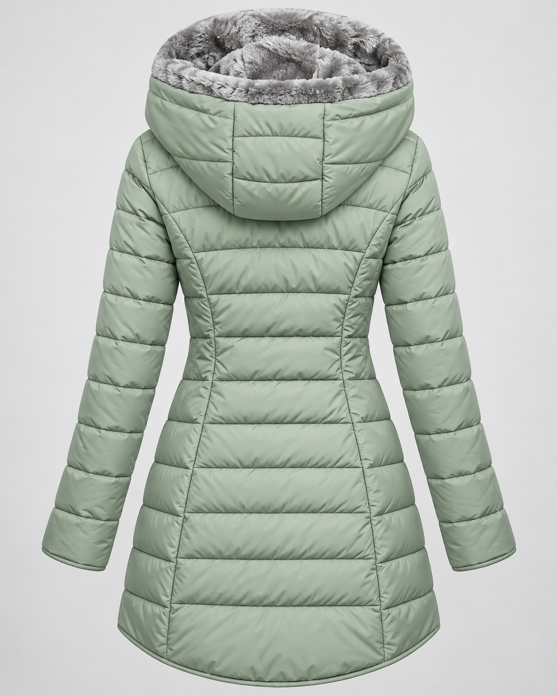 Women's Fleece Lined Hooded Puffer Coat with Mid Length