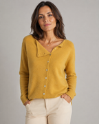 Women's Soft Knit Cardigan | Asymmetric Button Up Round Neck