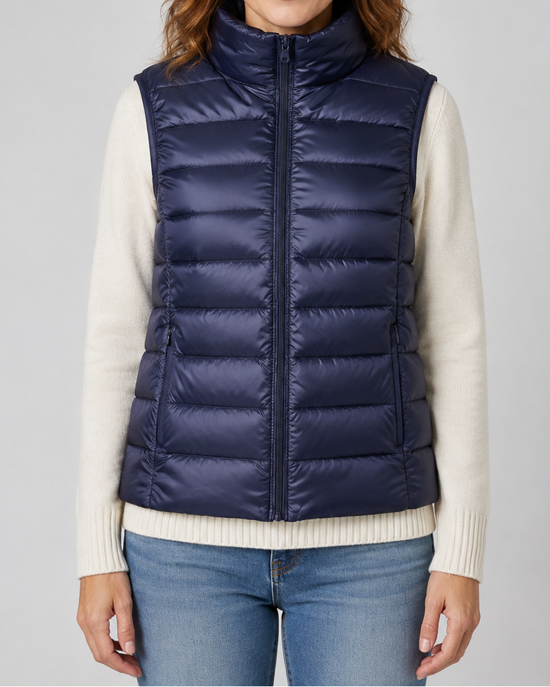 Women's Padded Gilet | Lightweight Stand Collar Zip Up Quilted Vest