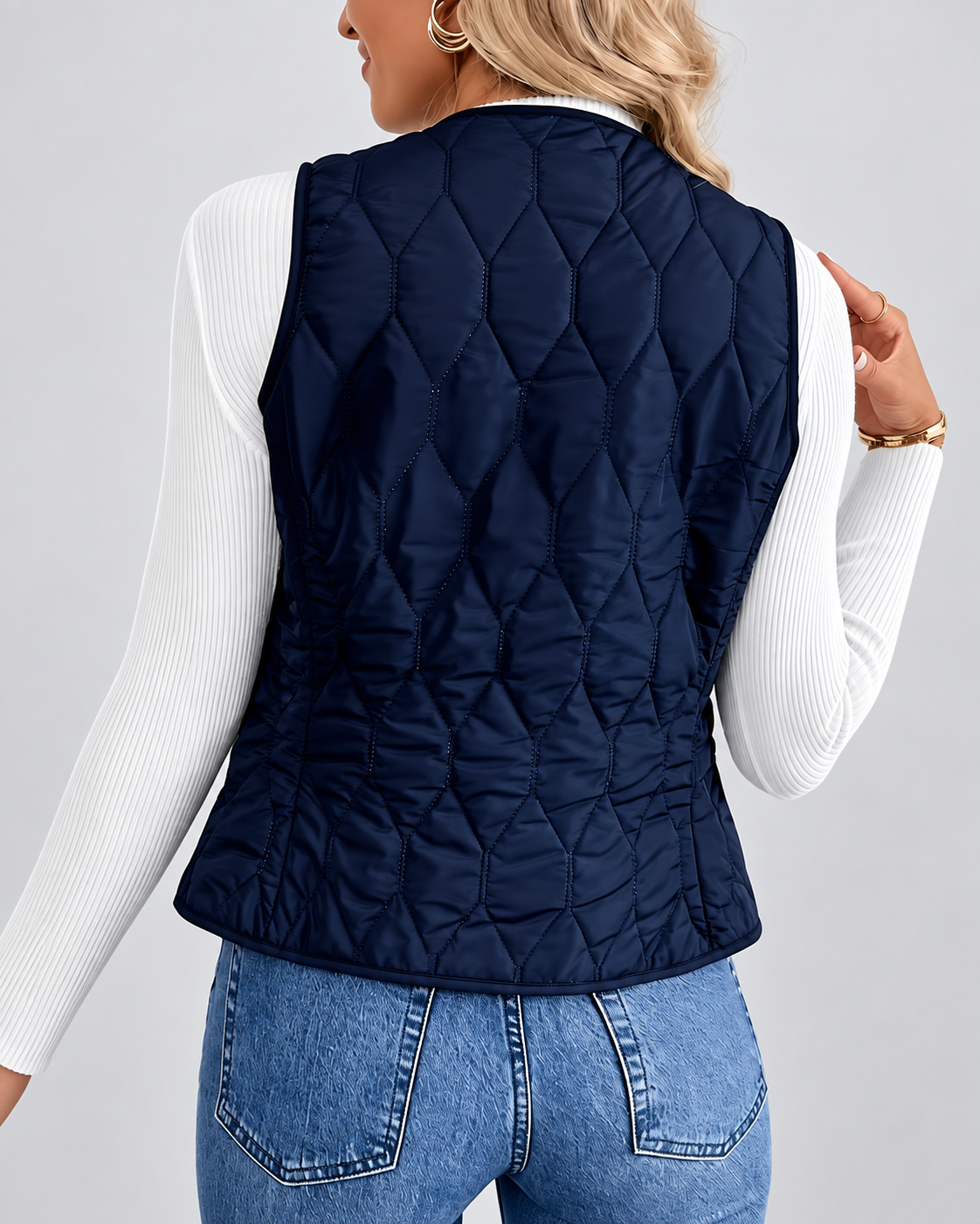 Women's Quilted Gilet with Fleece Lining and Button Front