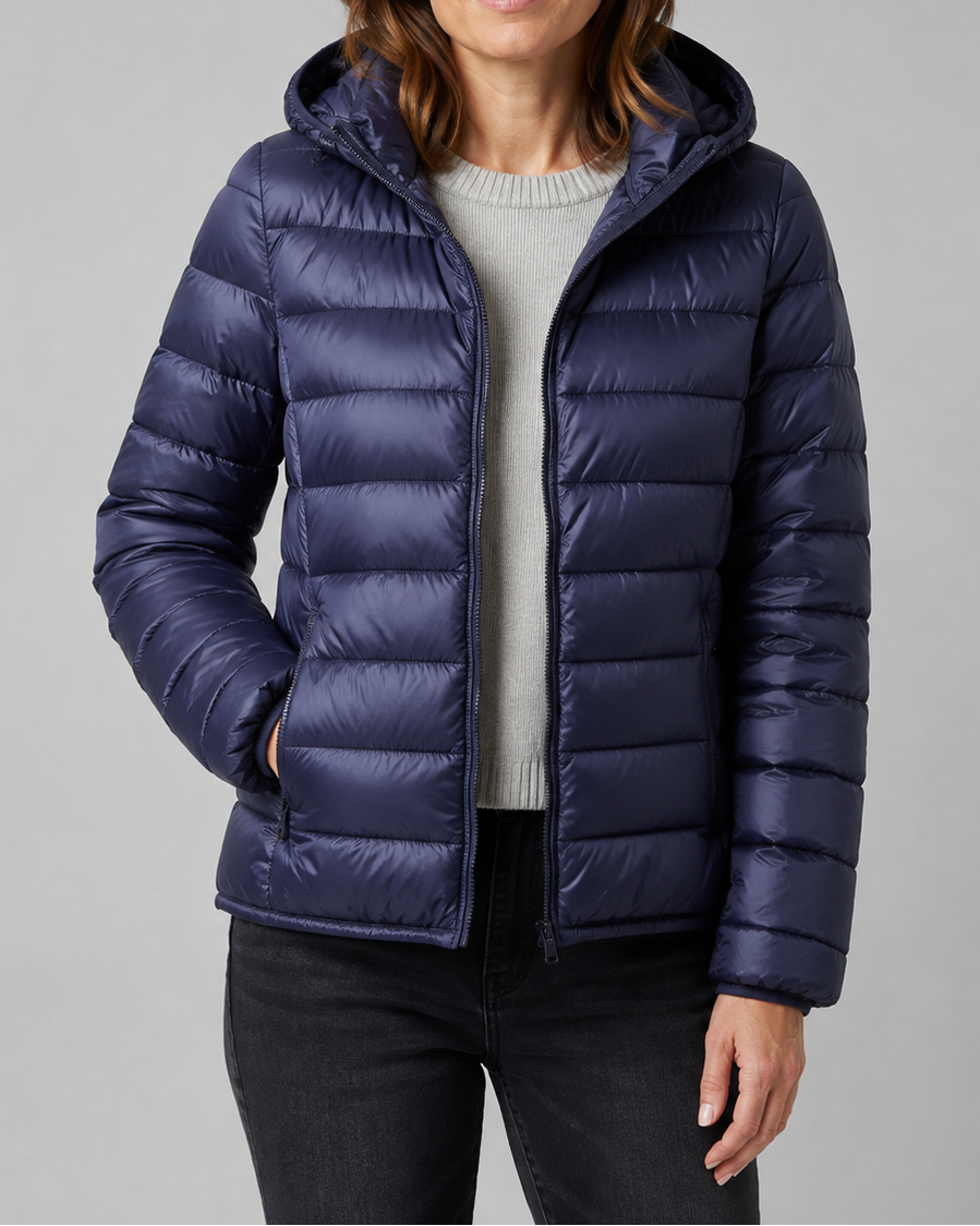 Women's Puffer Jacket | Hooded Lightweight Quilted Zip Up Coat