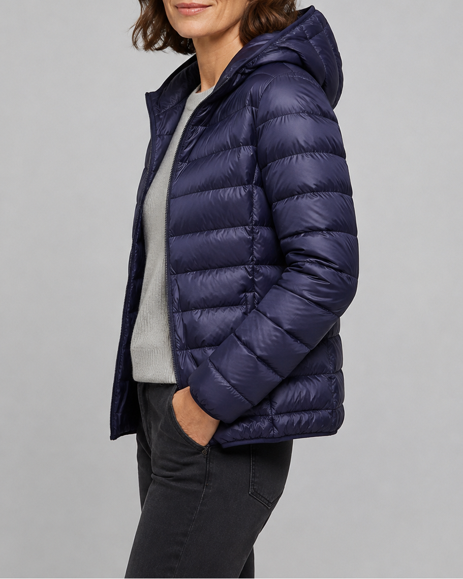 Women's Puffer Jacket | Hooded Lightweight Quilted Zip Up Coat