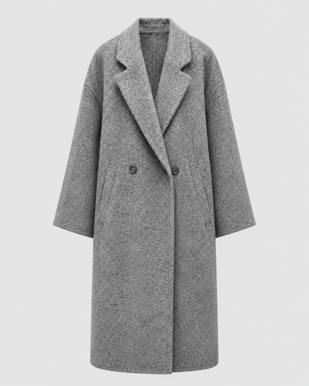 Women's Longline Coat with Lapel Collar and Button Front