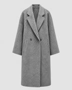 Women's Longline Coat with Lapel Collar and Button Front