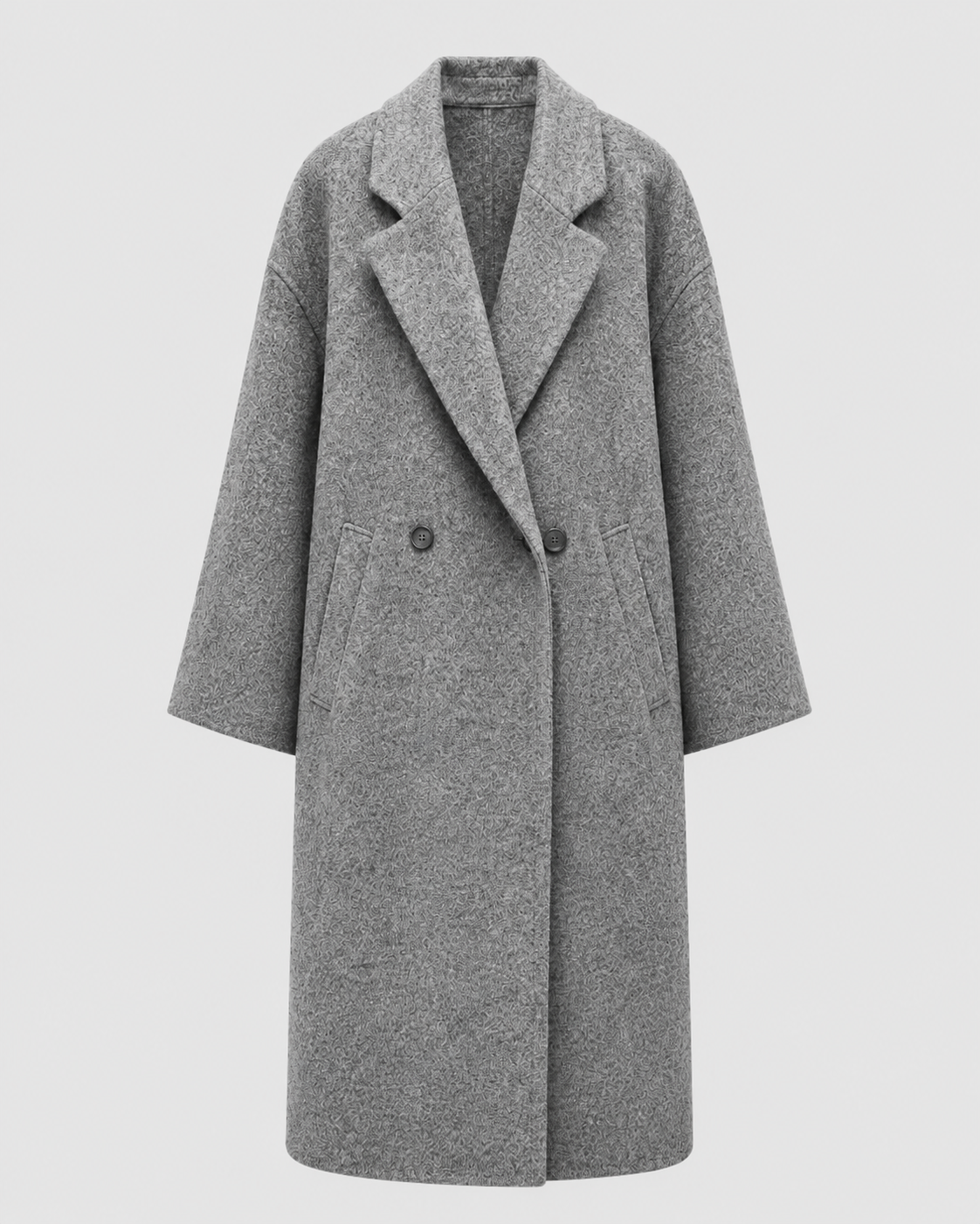 Women's Longline Coat with Lapel Collar and Button Front