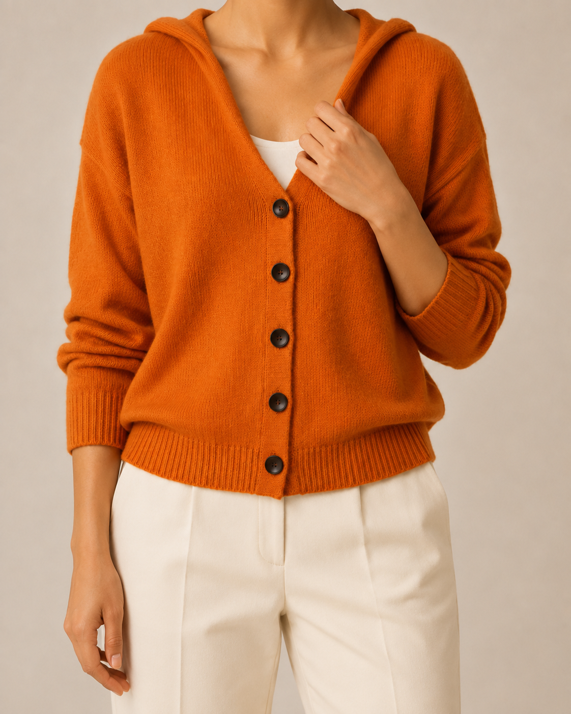 Women's Hooded Cardigan | Button Up V Neck Soft Knit Sweater