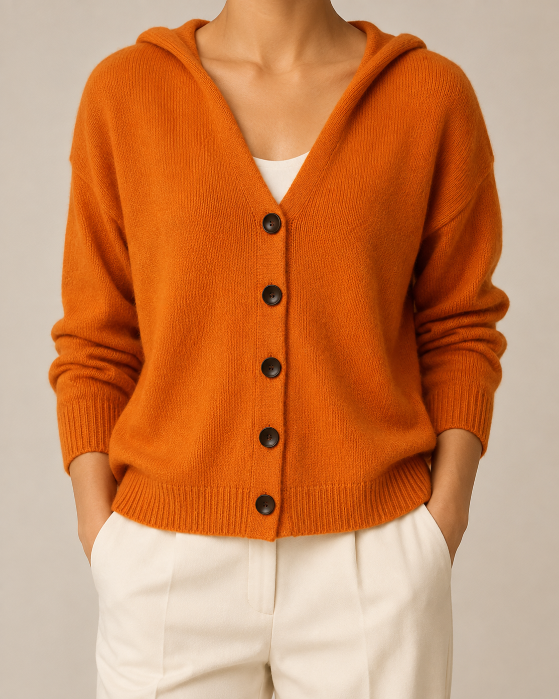 Women's Hooded Cardigan | Button Up V Neck Soft Knit Sweater