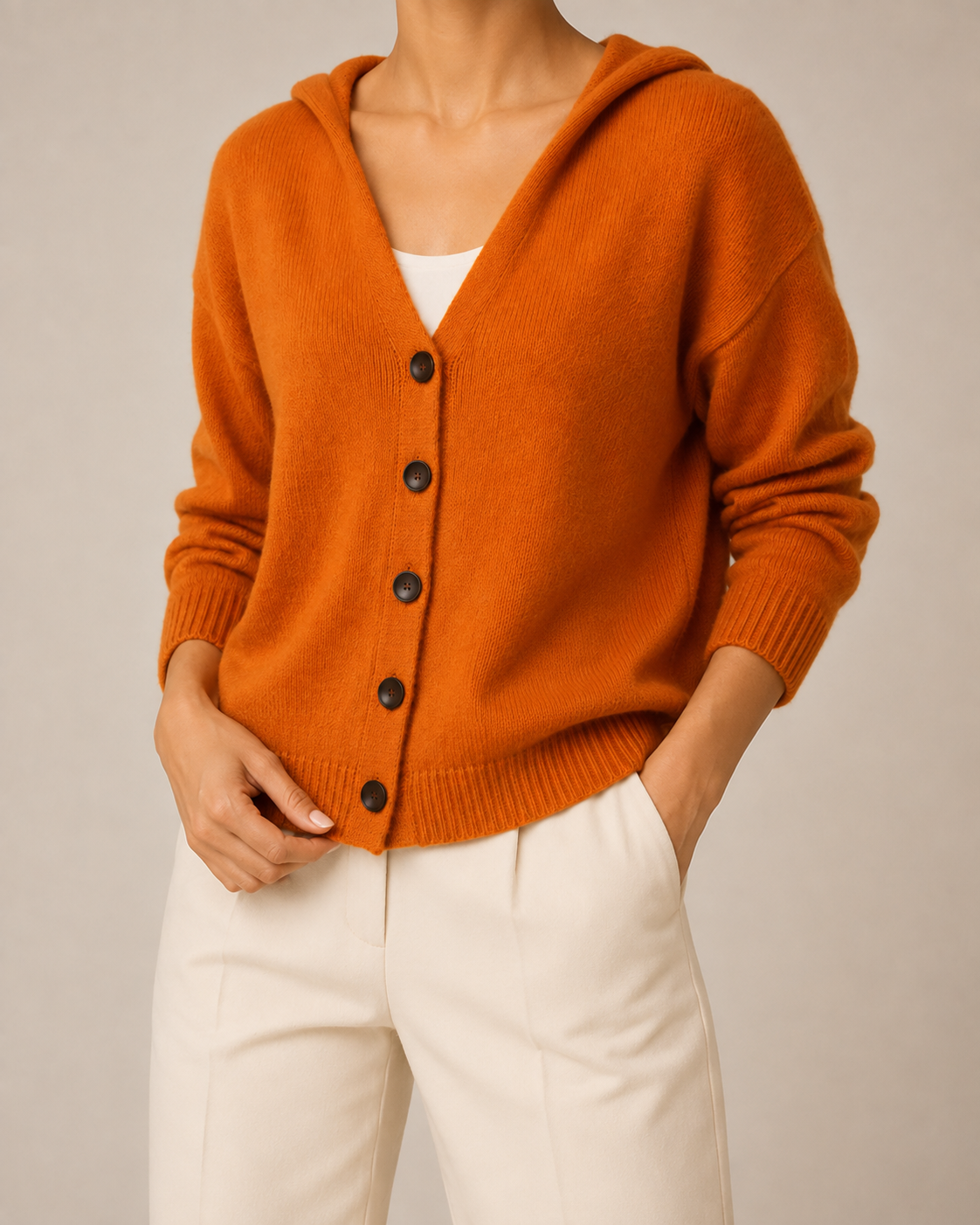 Women's Hooded Cardigan | Button Up V Neck Soft Knit Sweater