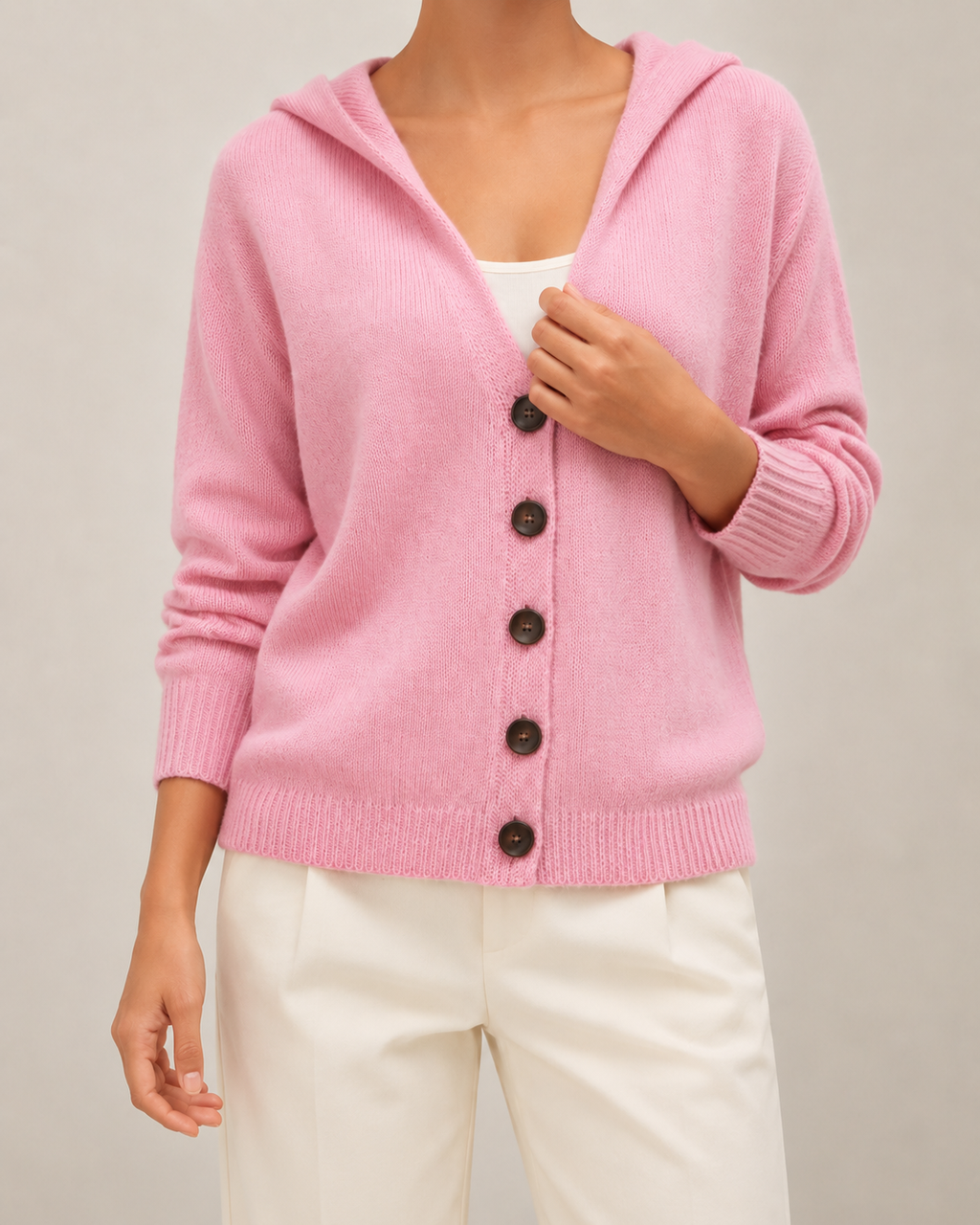 Women's Hooded Cardigan | Button Up V Neck Soft Knit Sweater