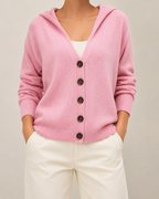 Women's Hooded Cardigan | Button Up V Neck Soft Knit Sweater