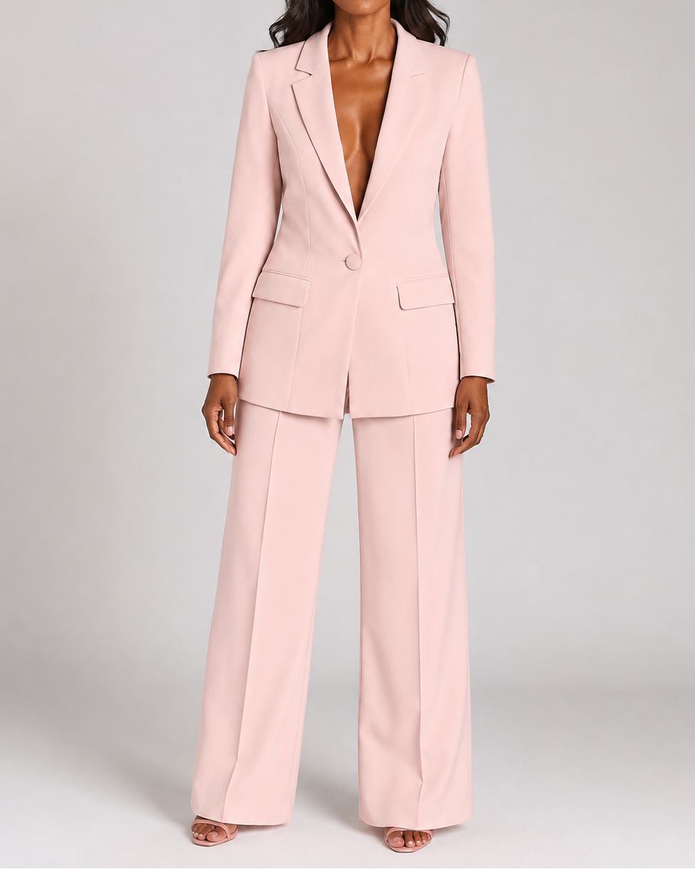 Women's Tailored Trouser Suit | Single Breasted Blazer & Wide Leg Two Piece Set