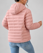 Women's Slim Quilted Hooded Puffer Jacket with Zip Front