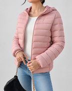Women's Slim Quilted Hooded Puffer Jacket with Zip Front