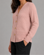 Women's V Neck Heart Button Up Knit Cardigan