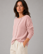 Women's Soft Knit Cardigan | Asymmetric Button Up Round Neck