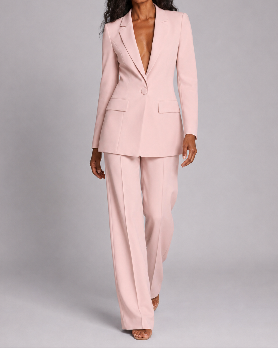 Women's Tailored Trouser Suit | Single Breasted Blazer & Wide Leg Two Piece Set