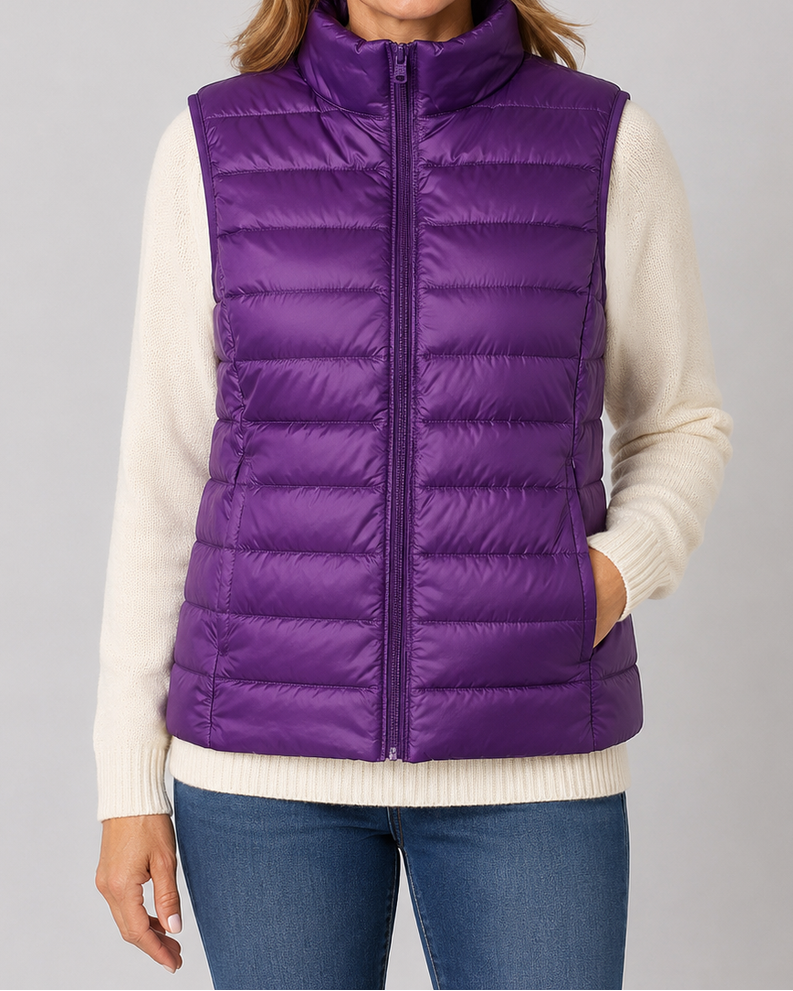 Women's Padded Gilet | Lightweight Stand Collar Zip Up Quilted Vest