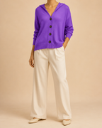 Women's Hooded Cardigan | Button Up V Neck Soft Knit Sweater