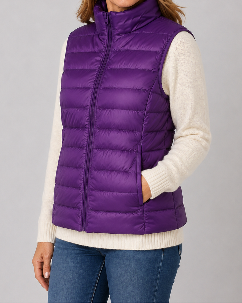Women's Padded Gilet | Lightweight Stand Collar Zip Up Quilted Vest