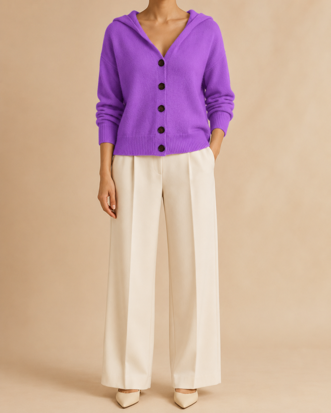 Women's Hooded Cardigan | Button Up V Neck Soft Knit Sweater
