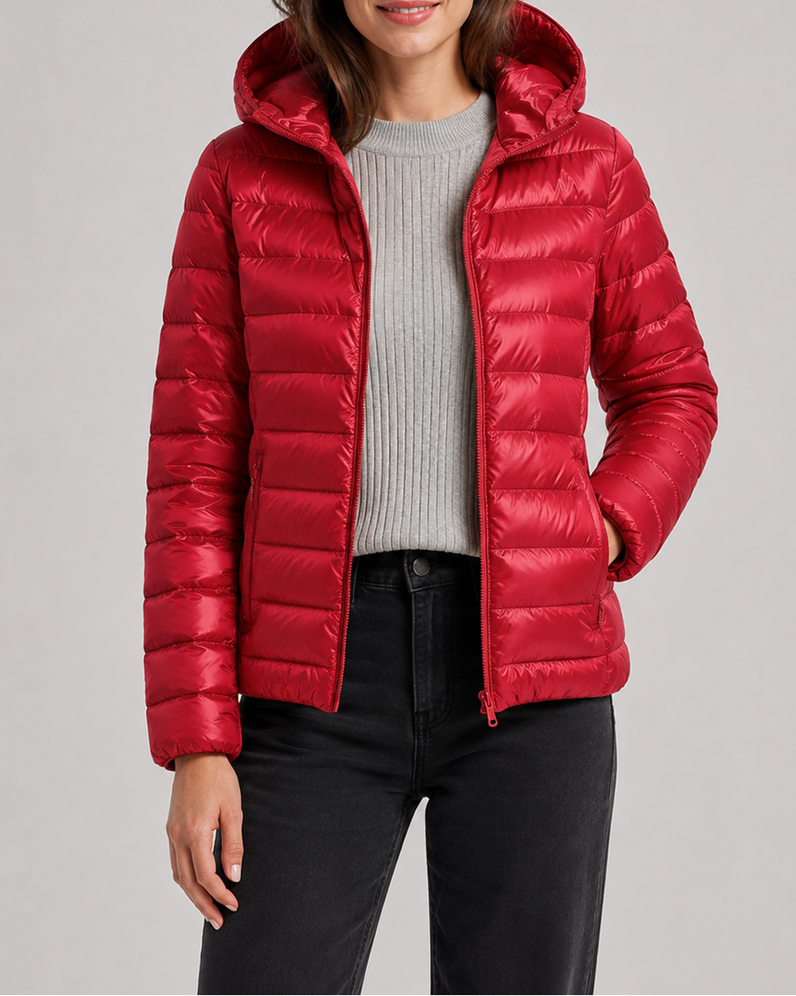 Women's Puffer Jacket | Hooded Lightweight Quilted Zip Up Coat