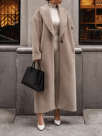 Women's Oversized Longline Coat with Lapel Collar