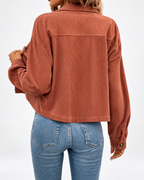 Women's Corduroy Jacket with Chest Pockets and Button Front