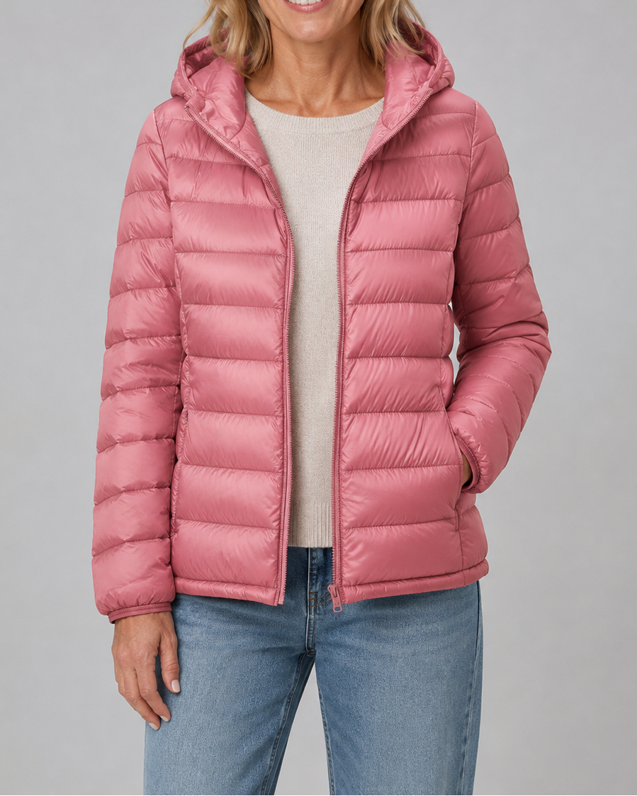 Women's Puffer Jacket | Hooded Lightweight Quilted Zip Up Coat