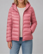 Women's Puffer Jacket | Hooded Lightweight Quilted Zip Up Coat