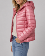 Women's Puffer Jacket | Hooded Lightweight Quilted Zip Up Coat