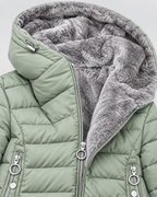 Women's Fleece Lined Hooded Puffer Coat with Mid Length