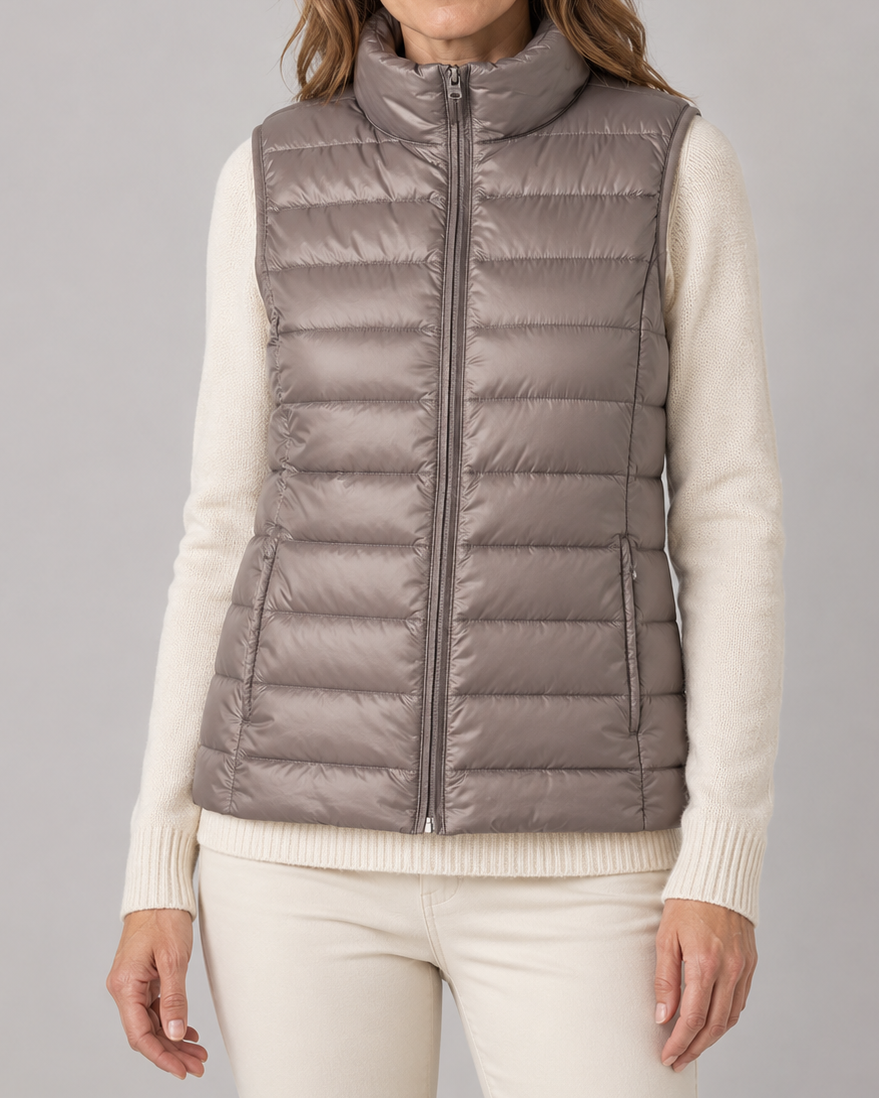 Women's Padded Gilet | Lightweight Stand Collar Zip Up Quilted Vest