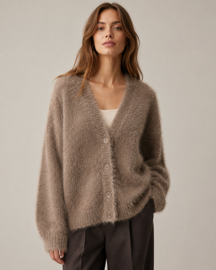 Women's Oversized Knit Cardigan with Button Front