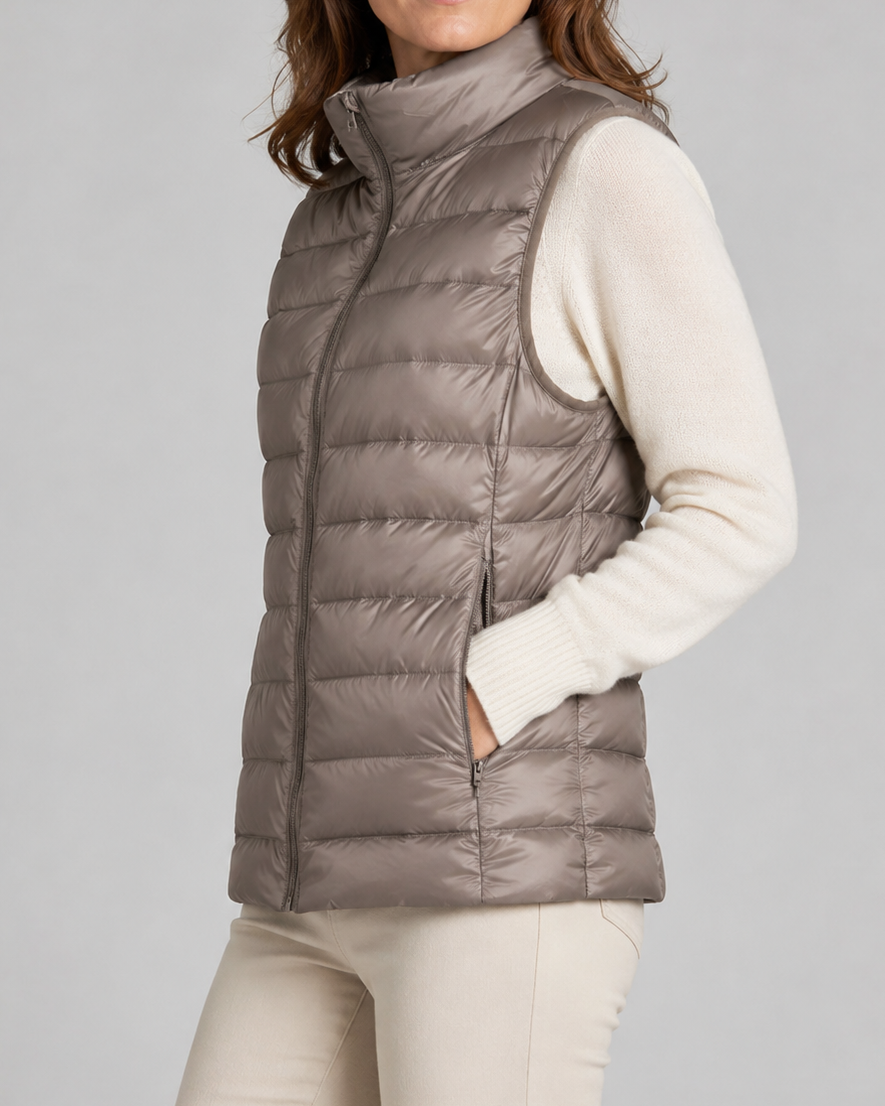 Women's Padded Gilet | Lightweight Stand Collar Zip Up Quilted Vest