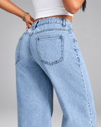 Women's High-Waisted Wide Leg Jeans with Light Wash