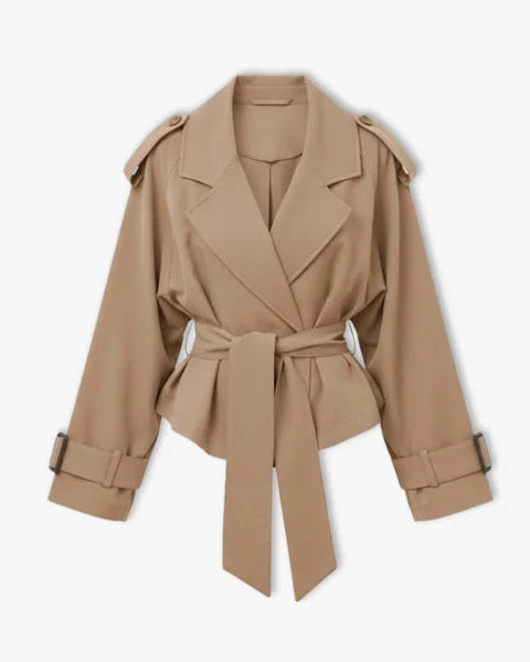 Women's Short Trench Coat | Short Belted Lightweight Windbreaker Jacket