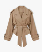 Women's Short Trench Coat | Short Belted Lightweight Windbreaker Jacket