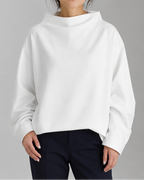Women's High Neck Long Sleeve Top | Relaxed Fit Funnel Neck Pullover