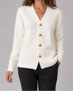 Women's V Neck Heart Button Up Knit Cardigan