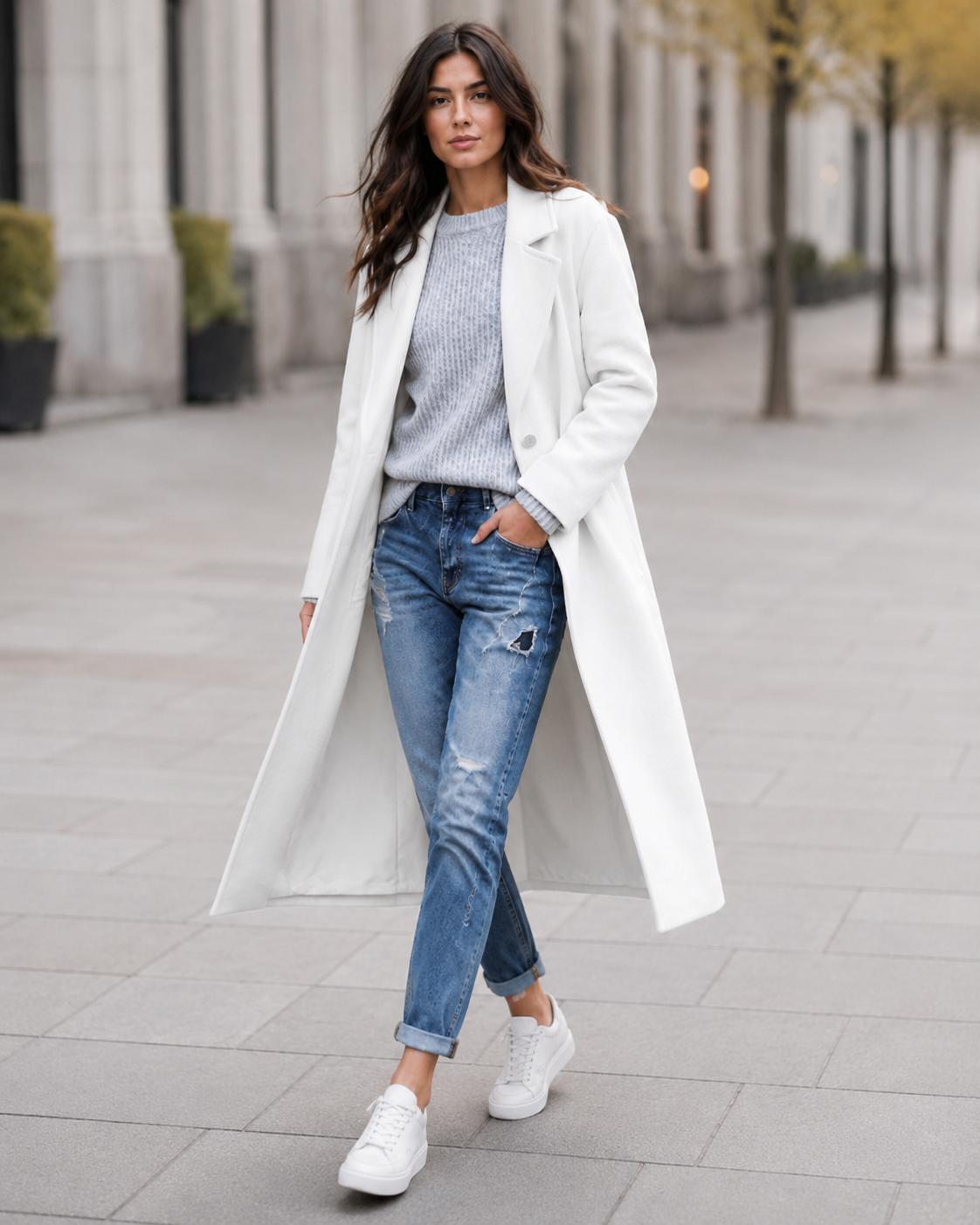 Women's Oversized Trench Coat | Button Up Wide Lapel Longline Coat