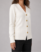 Women's V Neck Heart Button Up Knit Cardigan