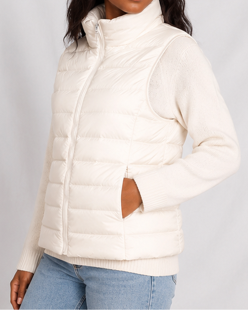 Women's Padded Gilet | Lightweight Stand Collar Zip Up Quilted Vest