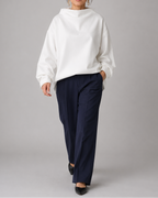 Women's High Neck Long Sleeve Top | Relaxed Fit Funnel Neck Pullover