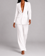 Women's Tailored Trouser Suit | Single Breasted Blazer & Wide Leg Two Piece Set