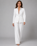 Women's Trouser Suit | Stand Collar Blazer & Flared Trousers Two Piece Set
