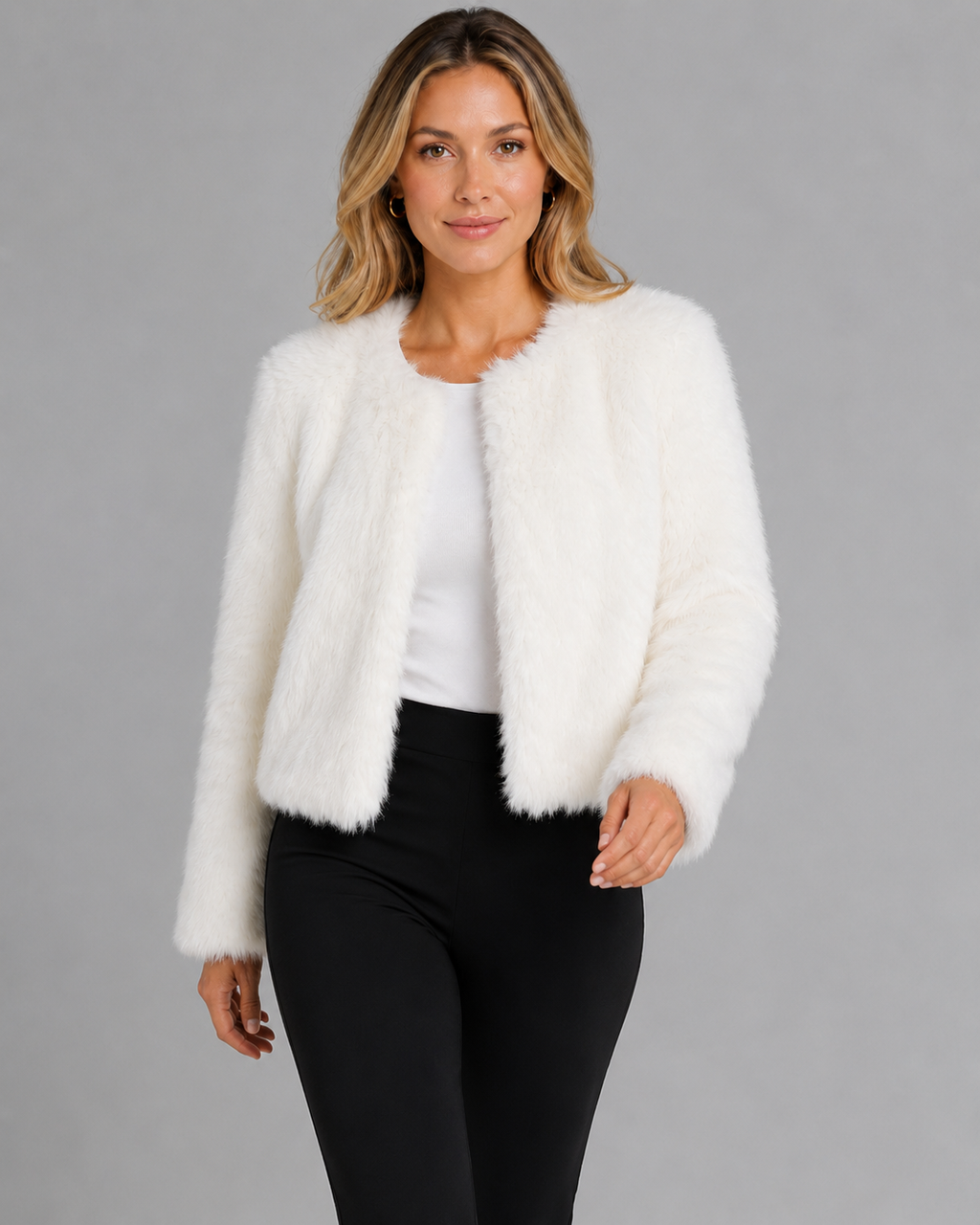 Women's Cropped Faux Fur Jacket