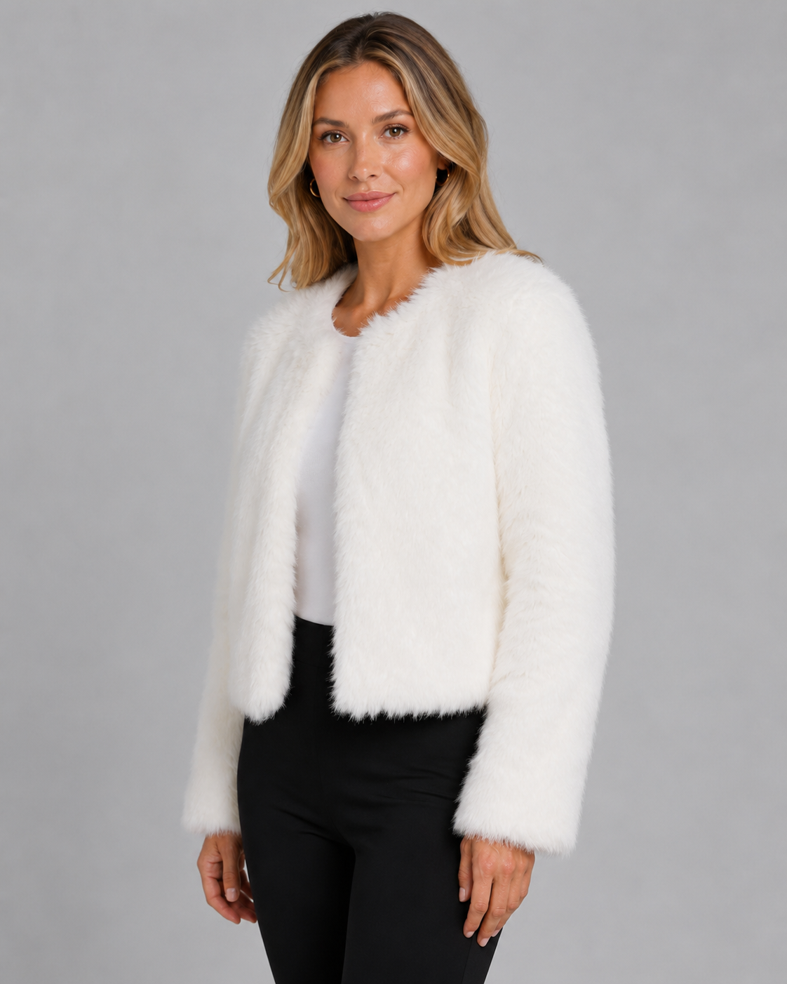 Women's Cropped Faux Fur Jacket