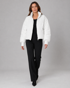 Women's Oversized Puffer Jacket with Stand Collar and Zip Front
