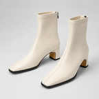 Women's Faux Leather Comfort Ankle Boots with Square Toe and Block Heel